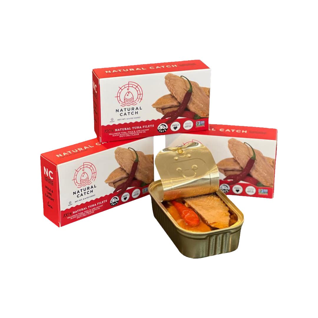 Natural Catch Tuna Filets, Hand Cut, Pole & Line Caught, Gluten-Free, Paleo, Keto Friendly (4.4 oz per can- Pack of 12)