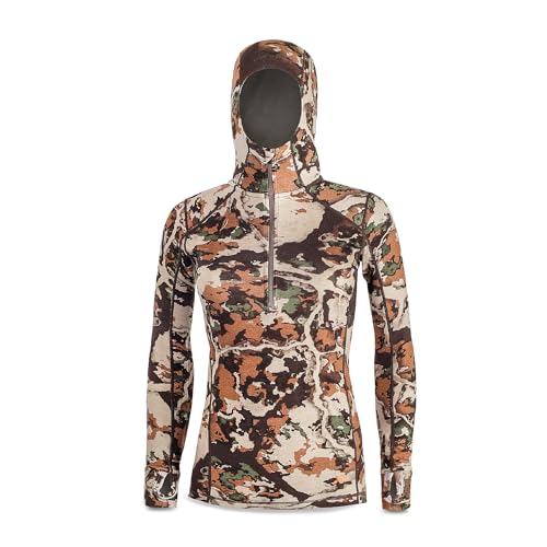 First Lite Women's Kiln Hoody - Merino Wool Midweight Camo Hunting Base Layer