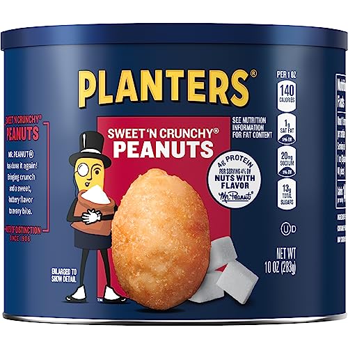 PLANTERS Peanuts, Lightly Salted Peanuts, Dry Roasted, Snacks for Adults, (6 ct Pack, 2.2 lb Containers)