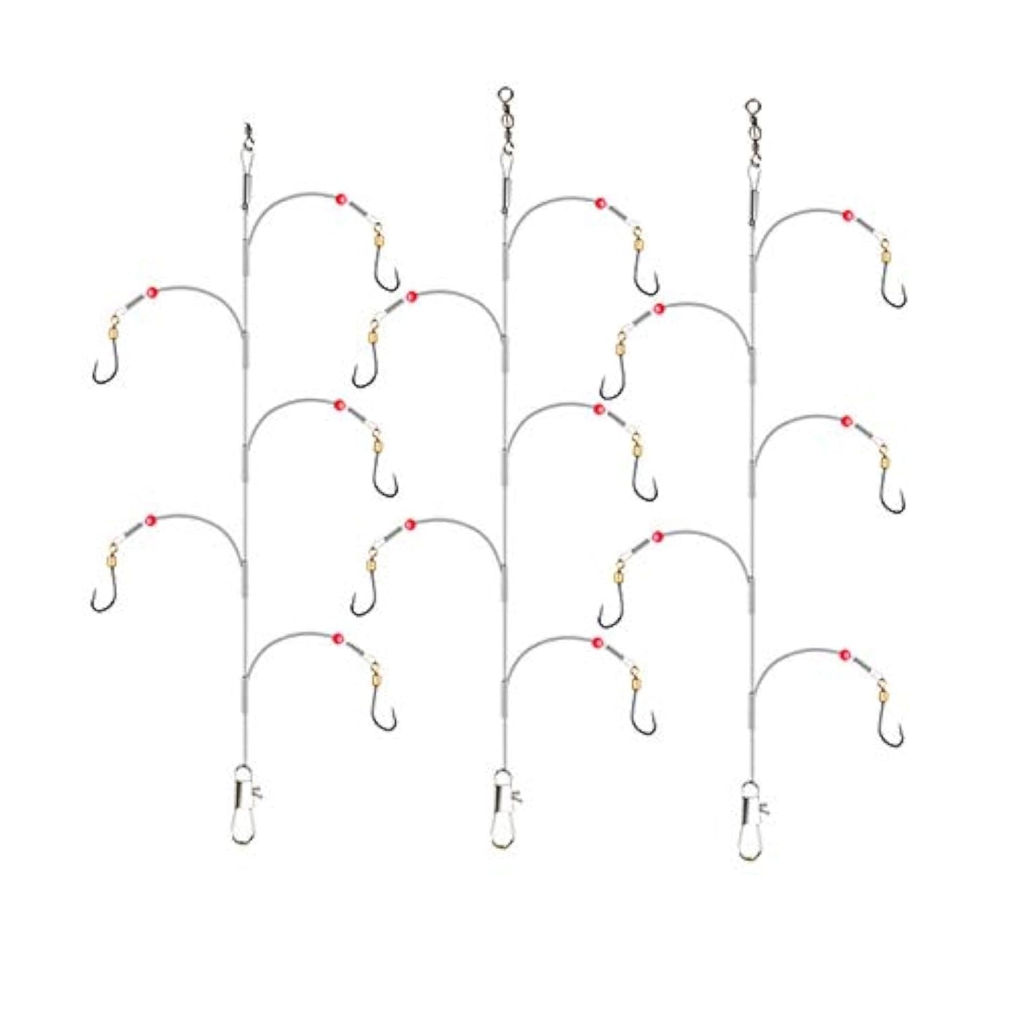 Fishing Hook with Leader,5 Hooks Fishing Rig-7 Strands Nylon Coated Fishing Leader with Swivle,Snap,Hooks