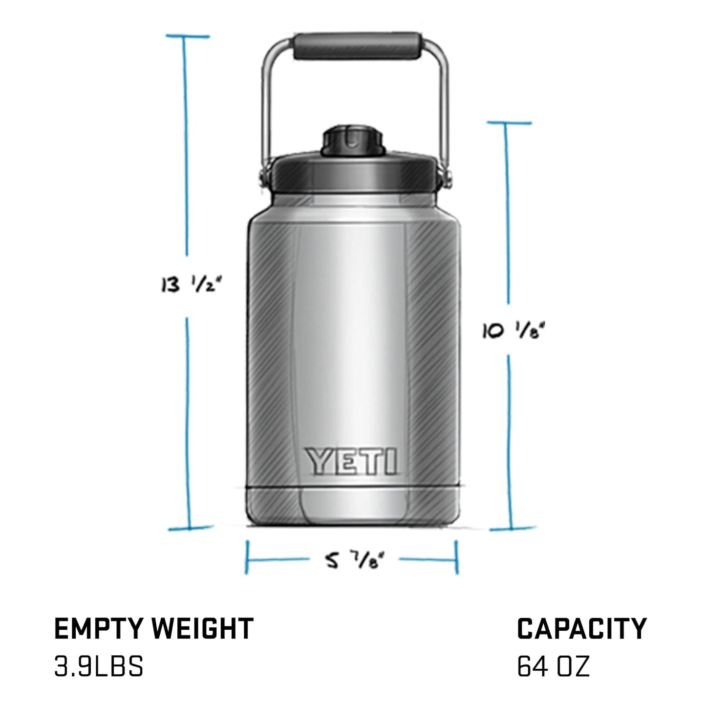 YETI Rambler Half Gallon Jug, Vacuum Insulated, Leakproof, Stainless Steel with MagCap