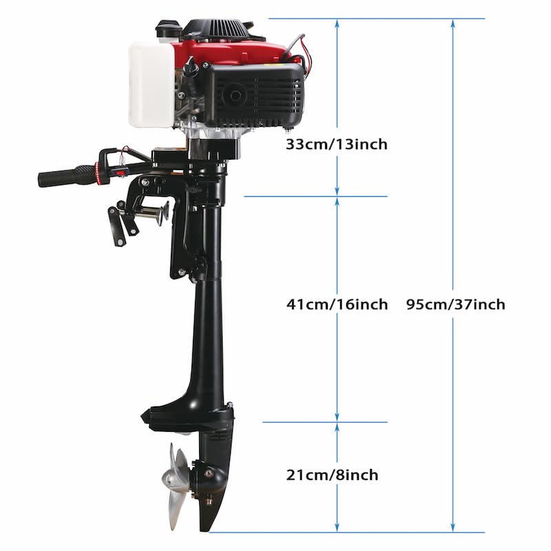 4 Stroke Outboard Motor 4 hp Outboard Boat Motors for Inflatable, Kayak, Dinghy, Canoe Small Boat, With Strong Short Shaft, Life Jacket and Manual Reverse