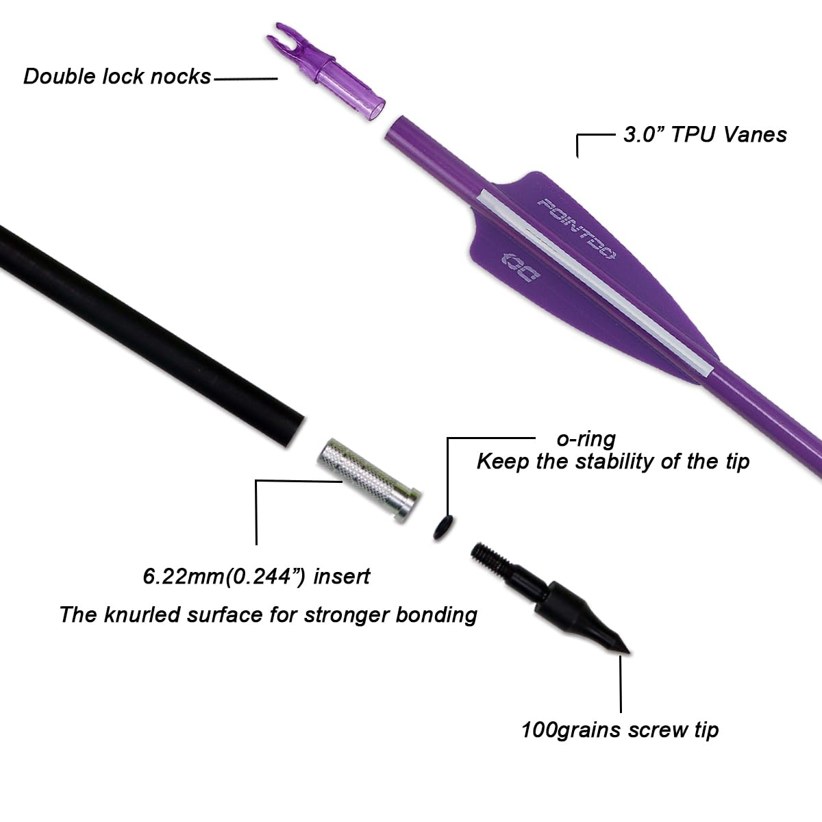 30inch Carbon Arrow Fluorescence Color Targeting and Practice and Hunting Arrows for Compound Bow and Recurve Bow with Removable Tips(Pack of 12)