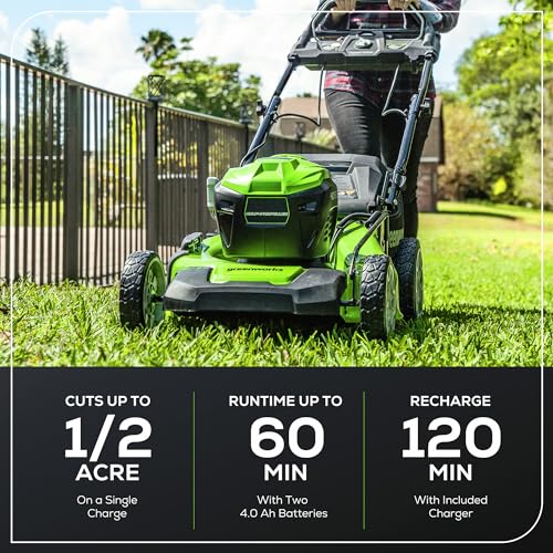 Greenworks 40V 16" Cordless Lawn Mower, Ultra-Light Push Mower with 4.0Ah Battery & Charger(75+ Tool Compatibility, 45Min Runtime)