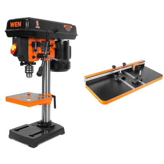 WEN 4206T 2.3-Amp 8-Inch 5-Speed Cast Iron Benchtop Drill Press,Black,Orange & 9-Inch Band Saw, 2.8-Amp Benchtop (BA3959)