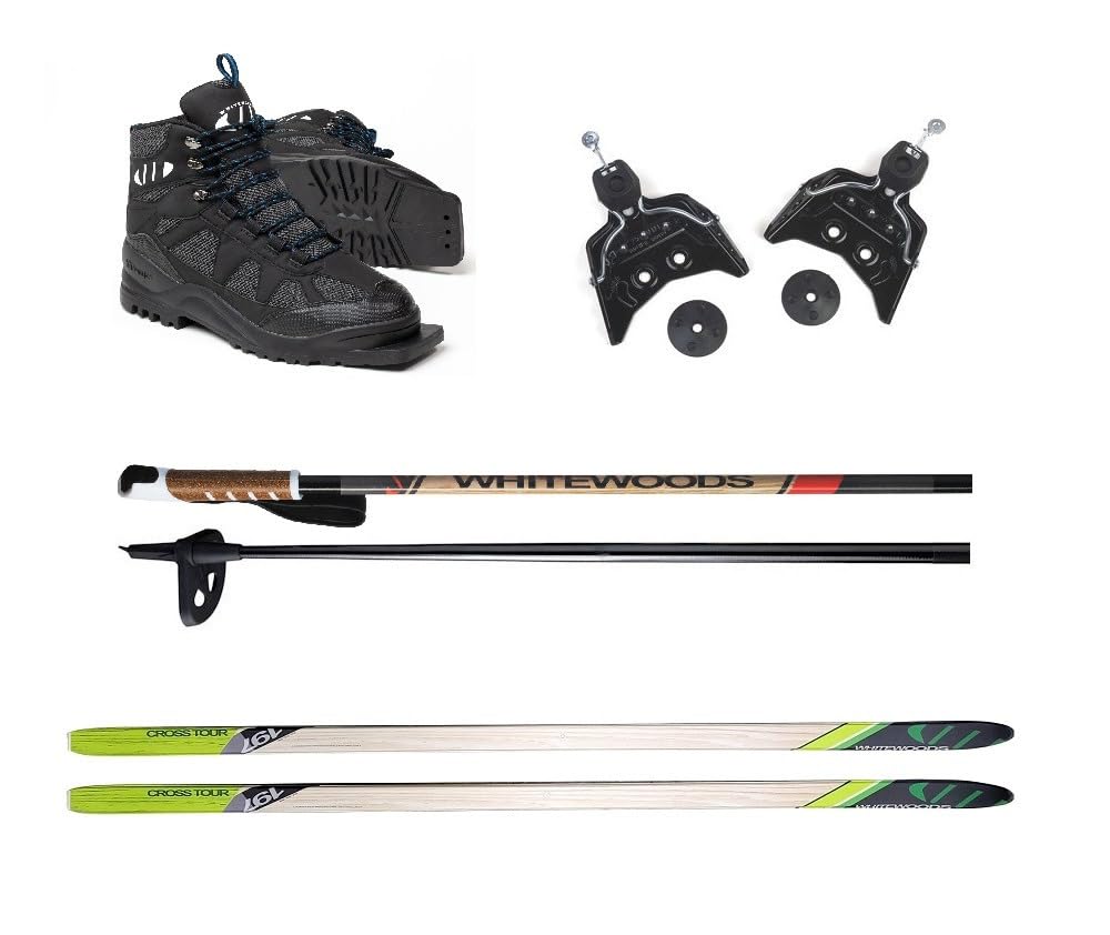 Whitewoods Adult 75mm 3-Pin Cross Country Ski Package, 197cm - Skis, Boots, Bindings, Poles (46, 151-180 lbs.)