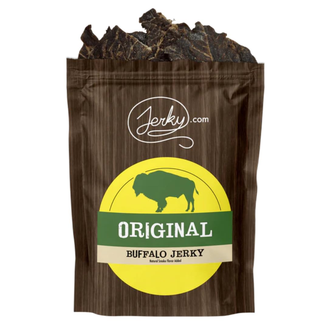 Jerky.com Original Buffalo Jerky 3-Pack - Exotic Jerky High Protein, Gluten-Free, All-Natural Exotic Snack - Premium Wild Game Meat - Perfect for Hiking, Camping, and On-the-Go 1.75oz (Pack of 3)