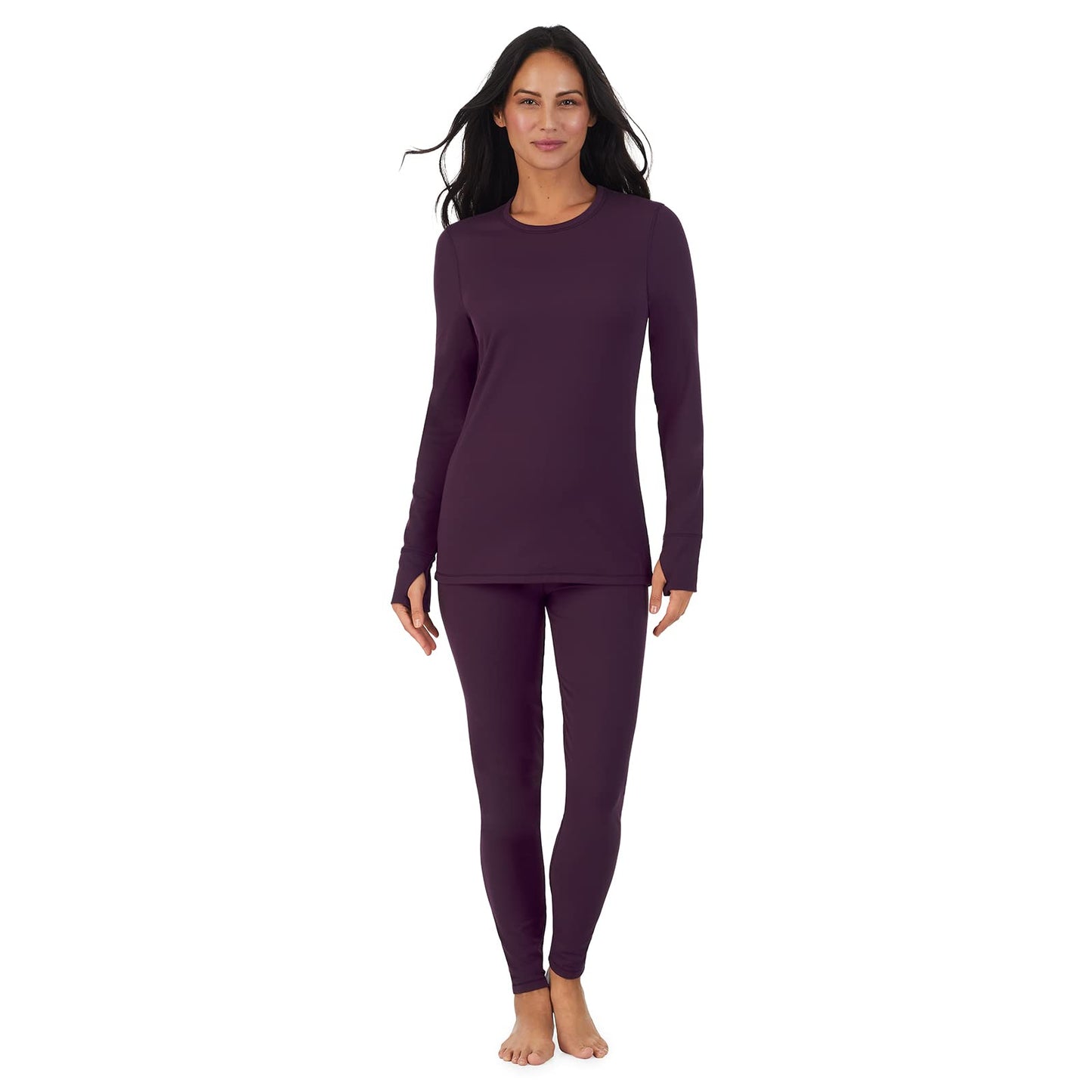 Cuddl Duds Womens Fleece Lined Thermal Base Layer Set – Long Sleeve Shirt & Leggings for Cold Weather – Lounge Set for Women