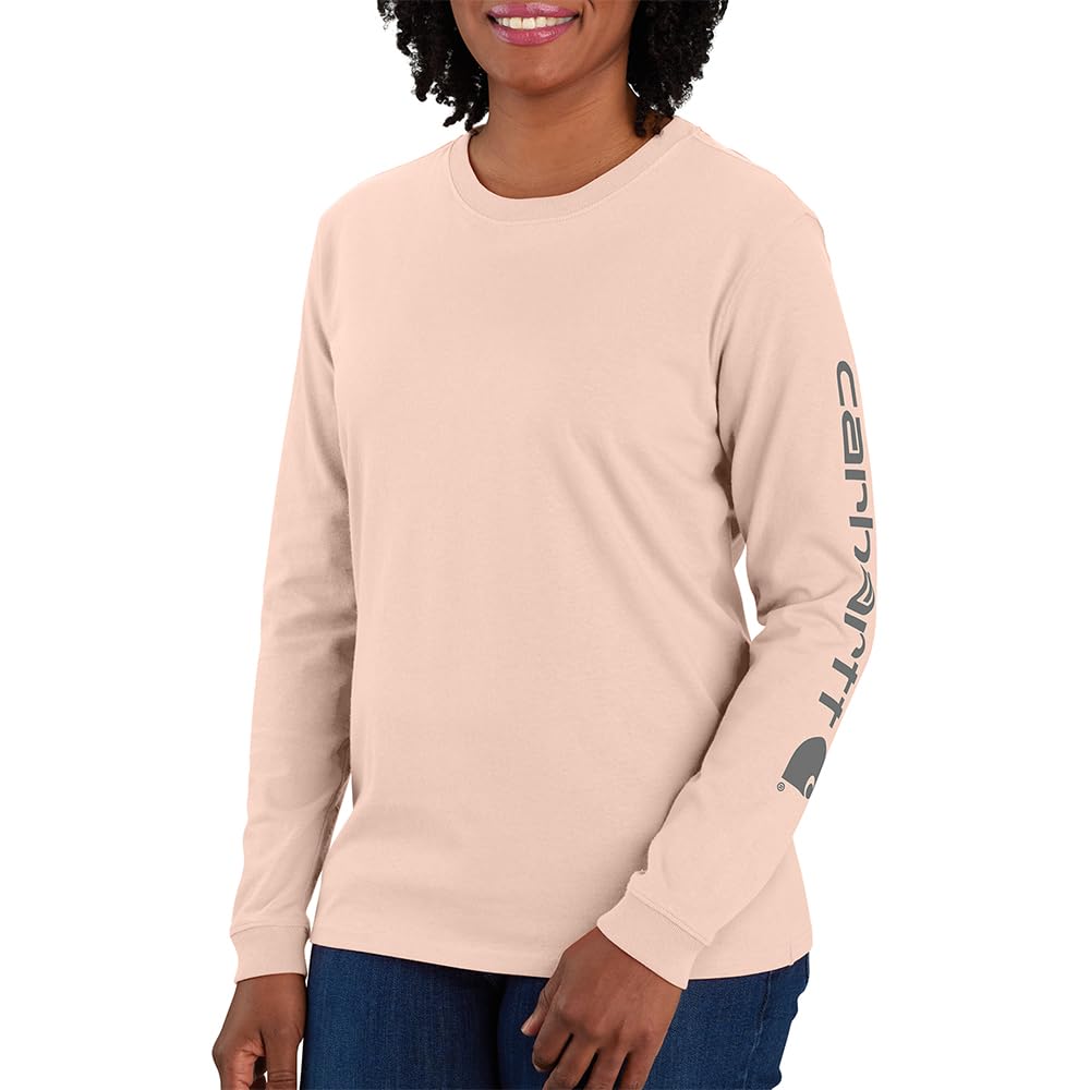 Carhartt Women's Plus Size Loose Fit Heavyweight Long Logo Sleeve Graphic T-Shirt