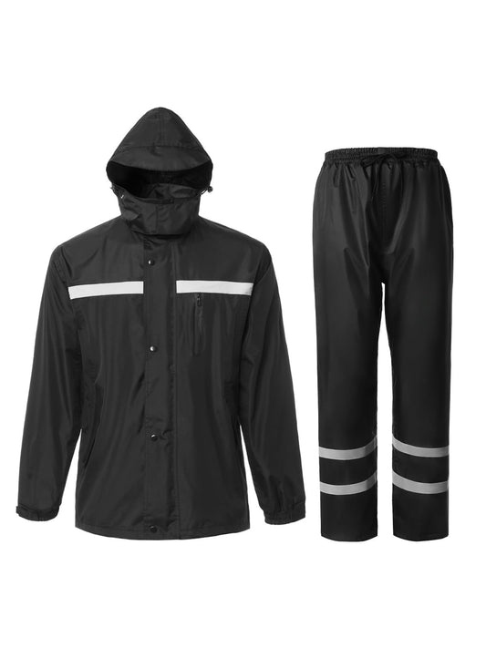 Men's Rain Suit High Visibility Reflective Work Rain Jacket Pants for All Sport Farm Fishing Motorcycle