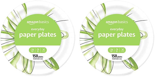 Amazon Basics Everyday Paper Plates, 10 Inch, Disposable, 150 Count