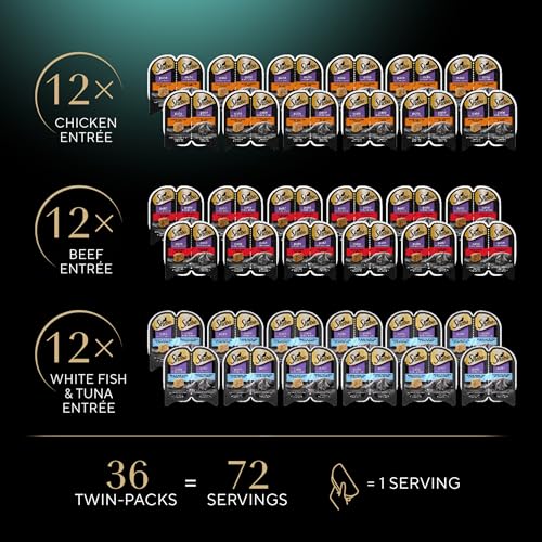 Sheba Perfect Portions Wet Cat Food Pate with Sustainable Salmon, Signature Seafood Entree, and Tender Whitefish and Tuna Entree Variety Pack, 2.6 oz. Twin Pack Trays (24 Count, 48 Servings)