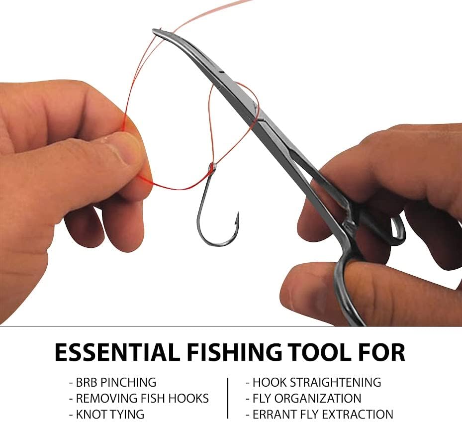SURGICAL ONLINE Versatile Angling Tools with 2pc 5 Inch Fishing Forceps Set - Stainless Steel, Curved & Straight Hemostats, Serrated Jaws, Locking Mechanism, and Lightweight Design