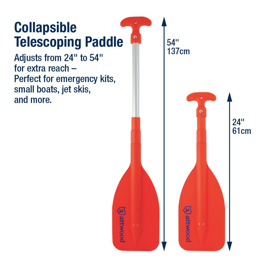 Attwood 11826-1 Emergency 24-inch to 54-inch Telescoping Paddle for Boating, Orange