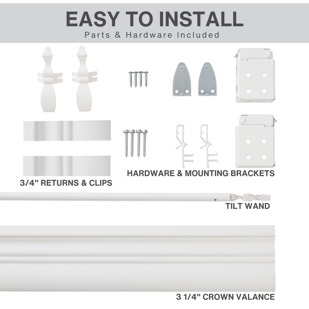 Lotus & Windoware Cordless, 2 Inch Faux Wood Blind, 35" Wide x 72" Long, Window Blinds, Blinds & Shades, Blinds for Indoor Windows, Embossed, Bright White