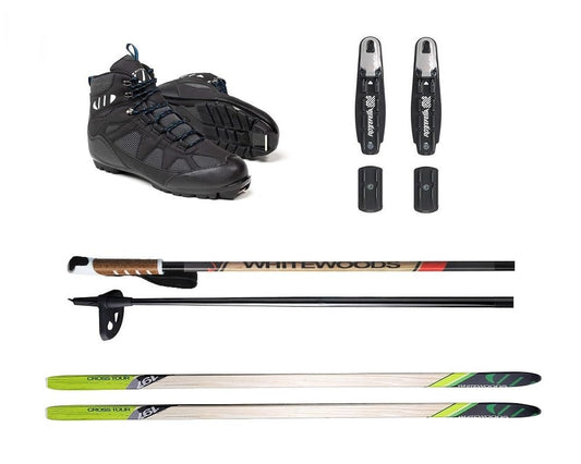 Whitewoods Adult NNN Cross Country Ski Package, 197cm - Skis, Bindings, Boots, Poles (43, 151-180 lbs.)