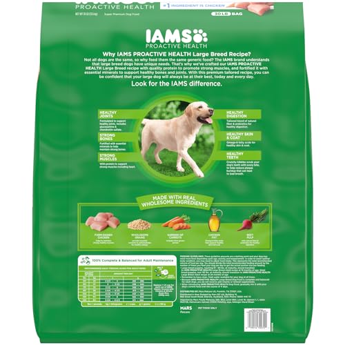 IAMS Proactive Health Large Breed Adult Dry Dog Food with Real Chicken, 30 lb. Bag