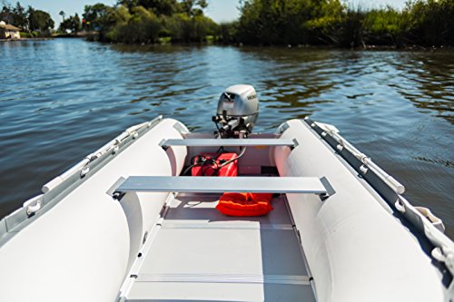 10ft 6in Newport Model Inflatable Dinghy Boat Transom Sport Tender - 5 Person - 15HP USCG Rated, White/Gray