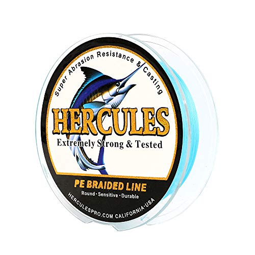 HERCULES Cost-Effective Super Cast 8 Strands Braided Fishing Line 10LB to 300LB Test for Salt-Water,109/328/547/1094 Yards(100M/300M/500M/1000M),Diam.#0.12MM-1.2MM,Hi-Grade Performance,Variety Colors