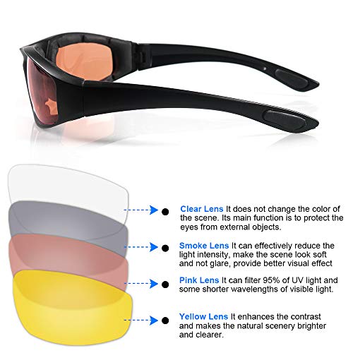 3 Pair Motorcycle Riding Glasses Padding Goggles UV Protection Dustproof Windproof Motorcycle Sunglasses for Outdoor Actives