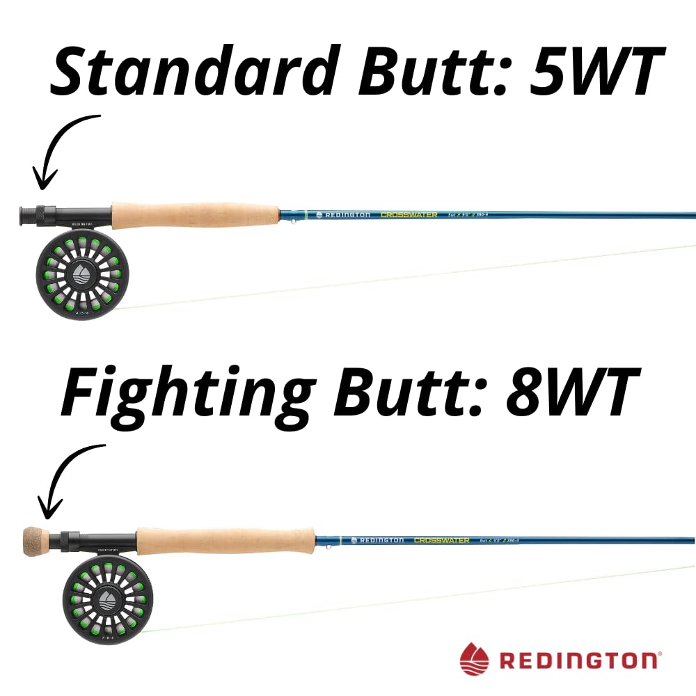 Redington Crosswater Fly Fishing Outfit – 4-Piece 9’ 5WT Fly Rod with Crosswater Reel, Rio Mainstream WF5F Fly Line & Zippered Travel Case – Complete Starter Kit