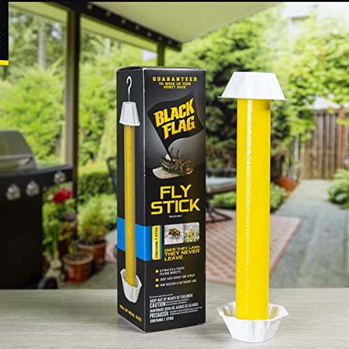 Black Flag Fly Stick, Trap Houseflies and Flying Insects, Pack of 6