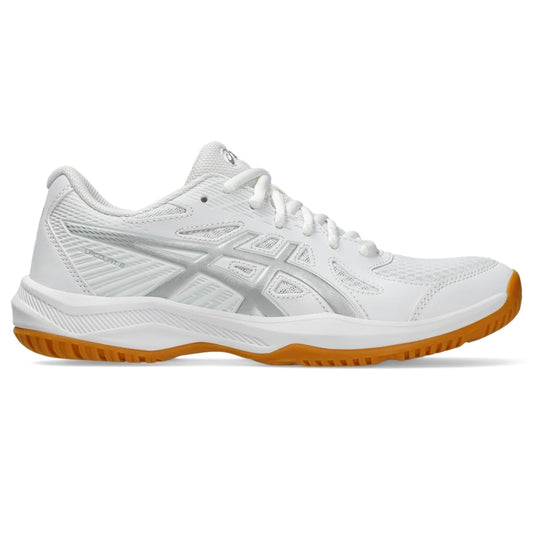 ASICS Women's Upcourt 6 Volleyball Shoes, 10, White/Pure Silver