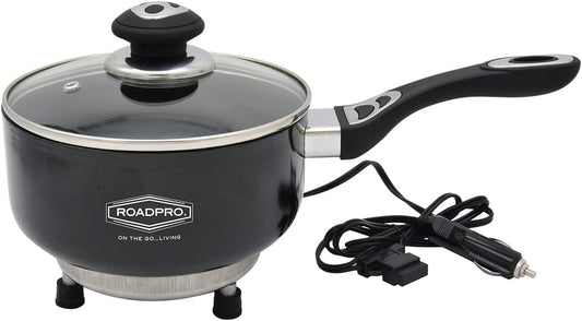 Roadpro RPSP225NS 12-Volt Portable Saucepan with Non-Stick Surface,Black