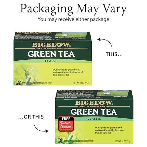 Bigelow Tea Green Tea Variety Pack, Classic Green Tea, Lemon, Pomegranate, Mint, Peach and Constant Comment Flavors, 20 Count Box (Pack of 6), 120 Total Tea Bags