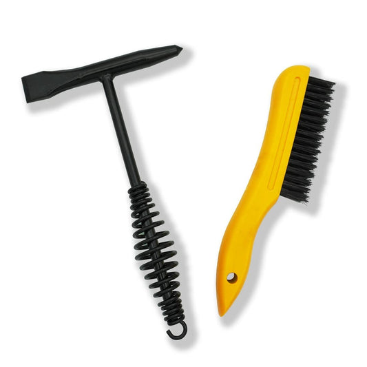 Welding Chipping Hammer with Coil Spring Handle,10.5",Cone and Vertical Chisel,10" Wire Brush