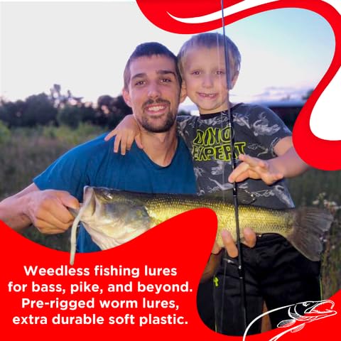 Made in USA Weedless Pre-Rigged Fishing Lures Bass Set, Pike, and Anything in Between - USA - Extra Durable Soft Plastic Swimbaits for Bass Fishing Lures - 5 PCS Bass Baits and Lures Pack(Variety)