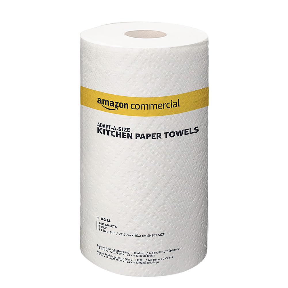 AmazonCommercial 2-Ply White Adapt-a-Size Kitchen Paper Towels (SOFI-056) | Bulk | Adapt-a-size | Individually Wrapped | FSC Certified |140 Towels per Roll (30 Rolls)(11 x 6 Sheet)