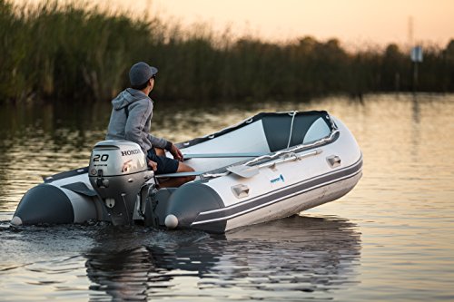 10ft 6in Newport Model Inflatable Dinghy Boat Transom Sport Tender - 5 Person - 15HP USCG Rated, White/Gray