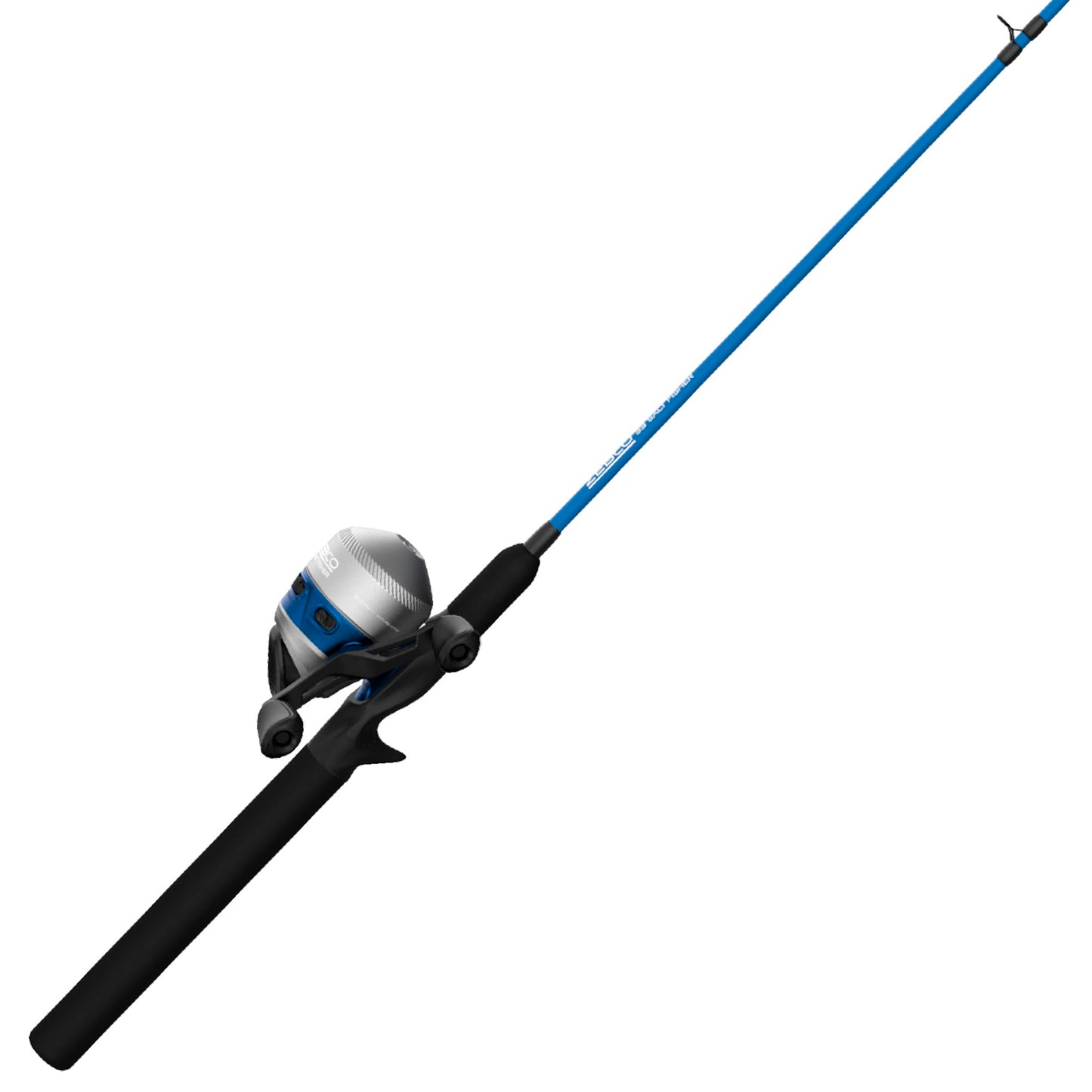 Zebco Salt Fisher 33 Spincast Reel and Fishing Rod Combo, 6-Foot 6-Inch 2-Piece Medium-Heavy Power, Moderate-Fast Action Fiberglass Rod, Interchangeable Retrieve, 12-Pound Line, Blue/Silver