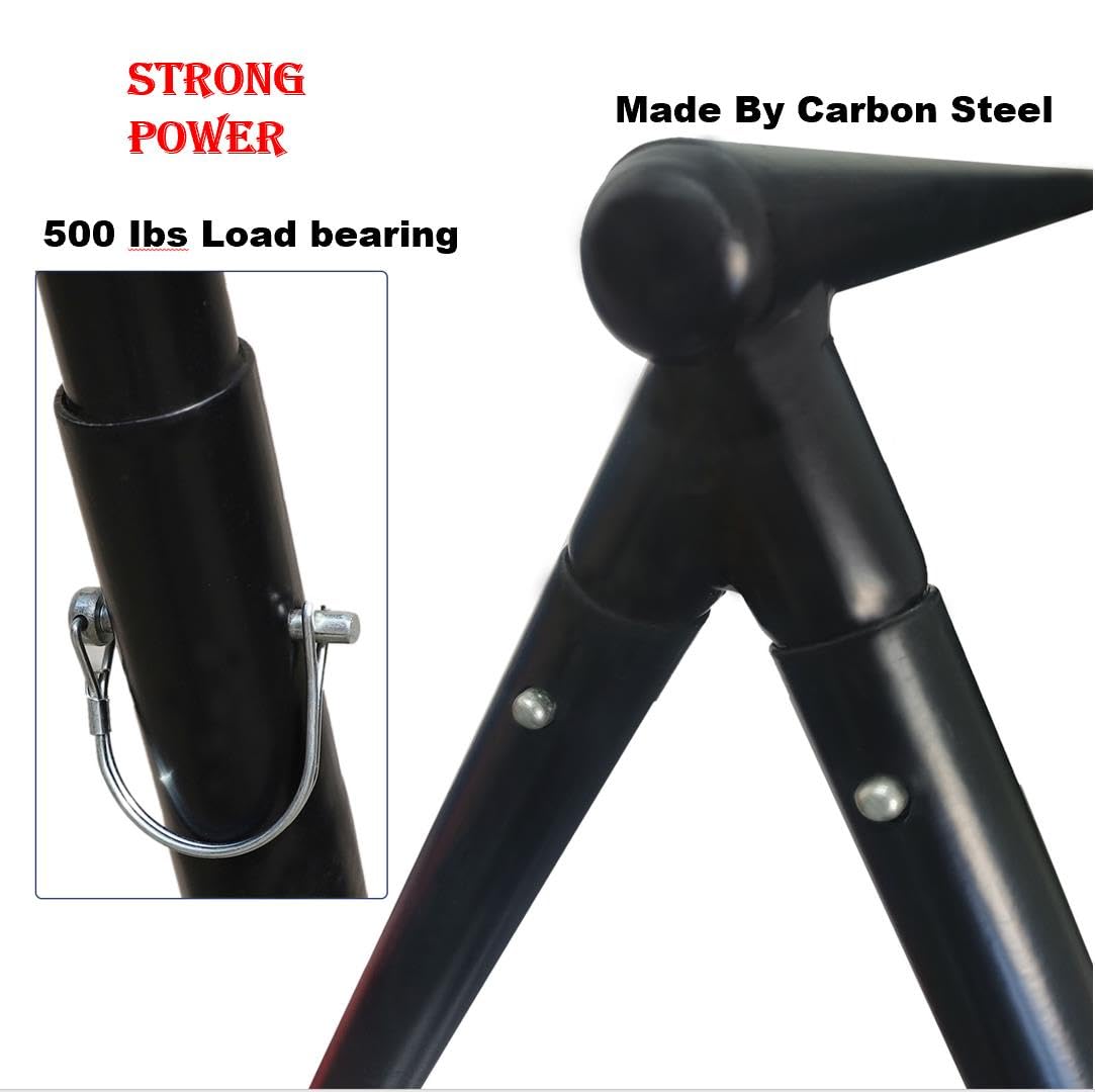 HSW Black Steel Game Hunting Hoist Rack, 500lb Capacity Deer Game Hanger Hoist, Heavy Duty Convenient Freehand Installation Support Stand for Field Processing (Black)