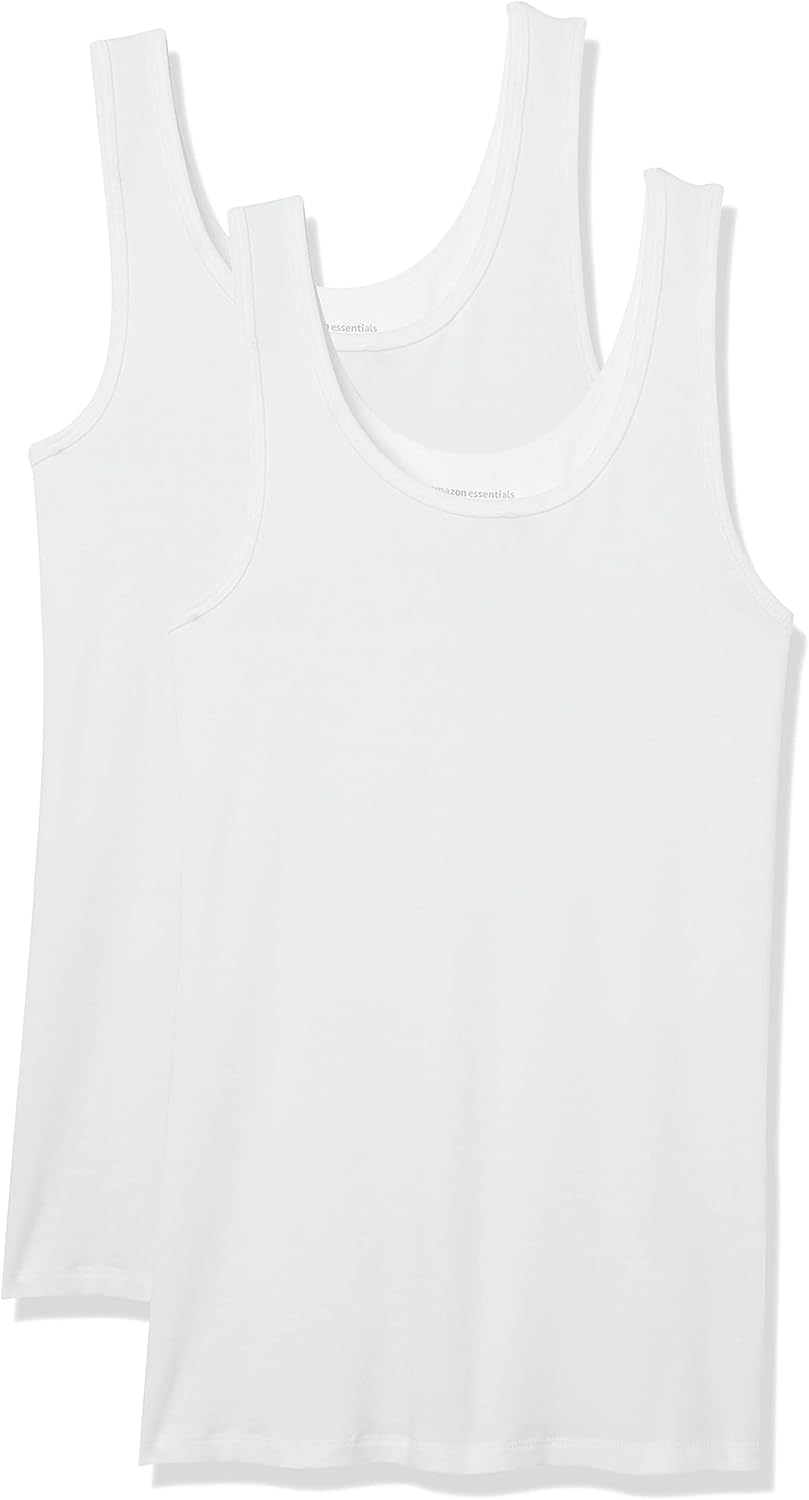 Amazon Essentials Women's Slim-Fit Scoop Neck Tank Top, Pack of 2