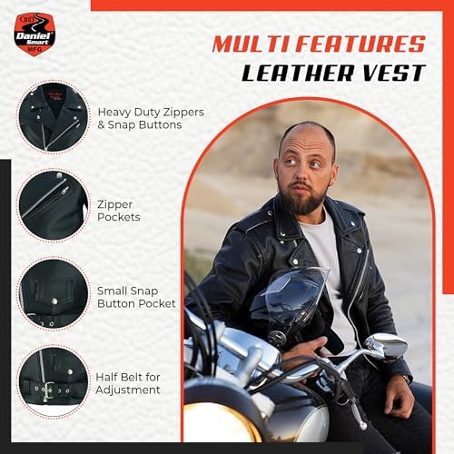 Daniel Smart Men Motorcycle Leather Jacket Black Economy Biker Leather Jacket with inside inside