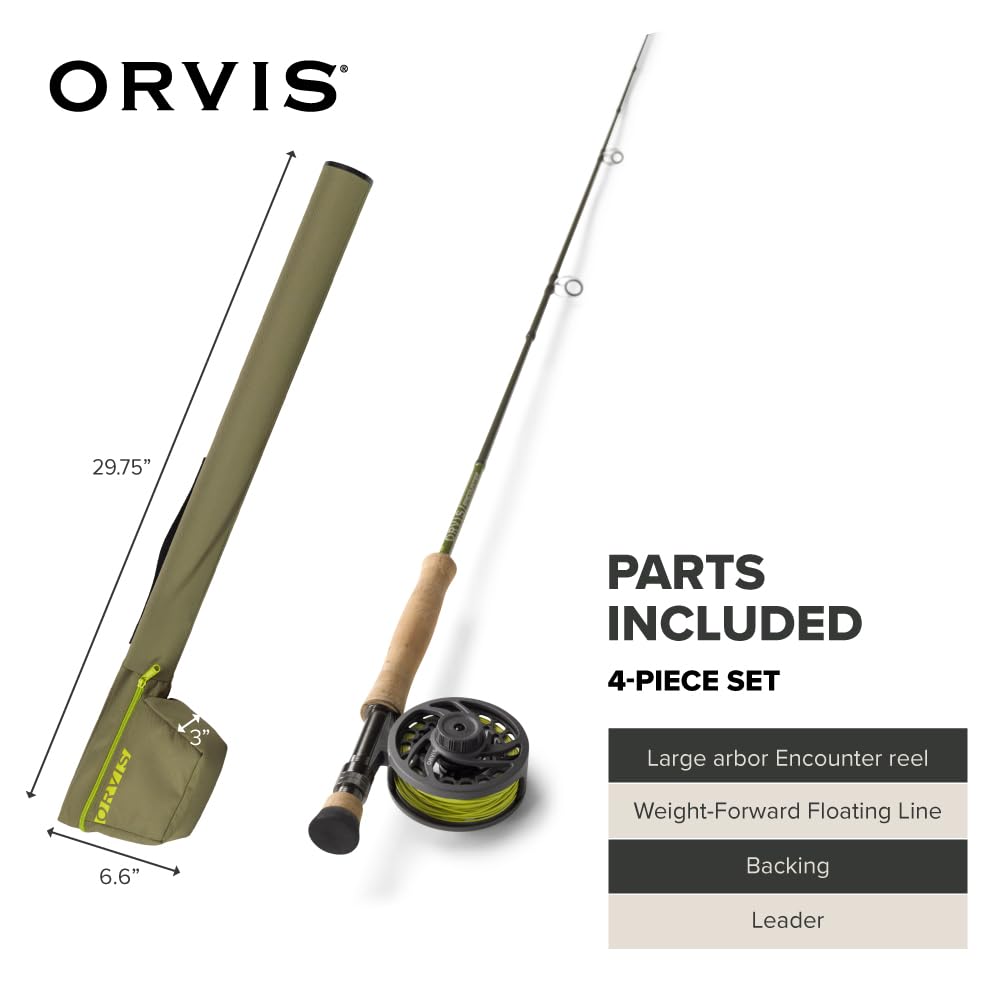 Orvis Encounter Outfit - Fishing Rod and Reel Combo (9' 5-wt) - Versatile Outfit with Large Arbor Reel, Weight-Forward Floating Line, Backing, and Leader