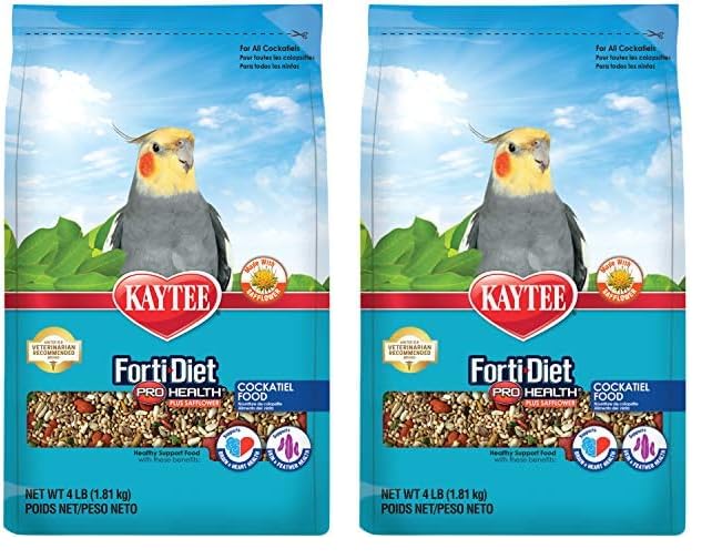 Kaytee Forti-Diet Pro Health Cockatiel Pet Bird Food with Safflower, 4 Pound
