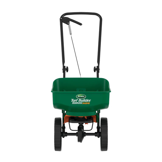 Scotts Turf Builder EdgeGuard Mini Broadcast Spreader for Seed, Weed and Feed, Fertilizer, Salt, Ice Melt, Push Spreader Holds up to 5,000 sq.ft. Product