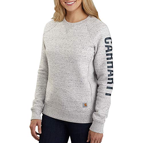 Carhartt Women's Relaxed Fit Midweight Crewneck Block Logo Sleeve Graphic Sweatshirt