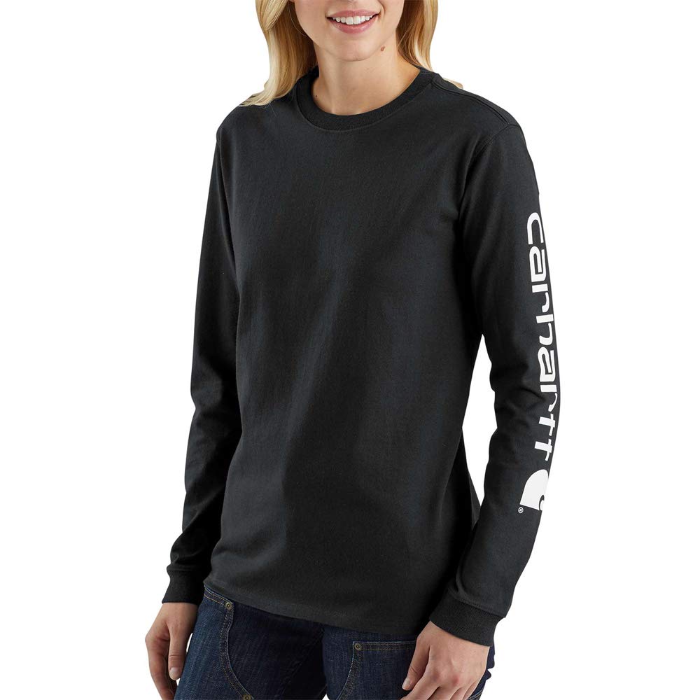 Carhartt Women's Plus Size Loose Fit Heavyweight Long Logo Sleeve Graphic T-Shirt