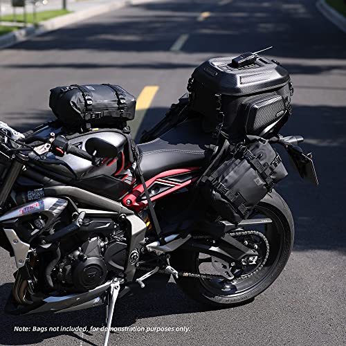 Rhinowalk Motorcycle Tail Bag Motorbike Side Bag 8L Full Waterproof Motor Saddle Pannier Bag Rear Rack Trunk Professional Motor Accessories-Black
