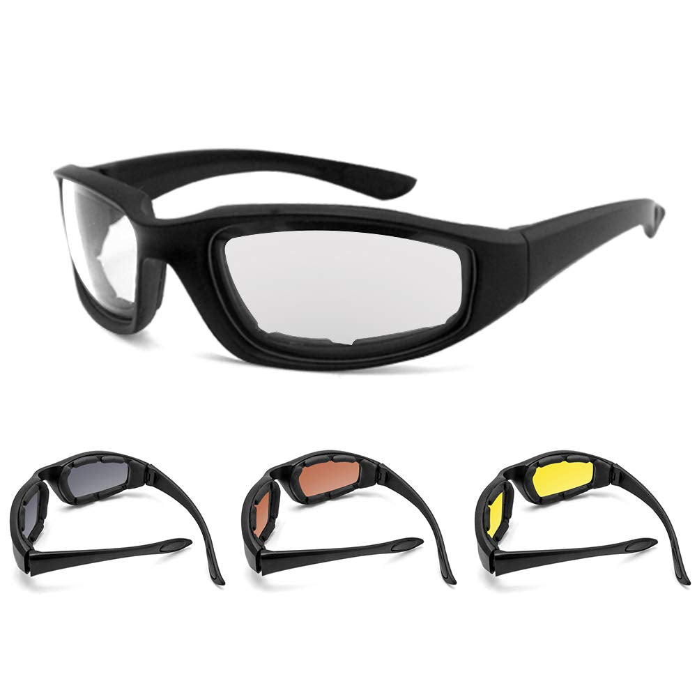 3 Pair Motorcycle Riding Glasses Padding Goggles UV Protection Dustproof Windproof Motorcycle Sunglasses for Outdoor Actives