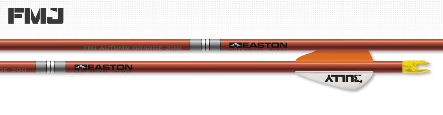 Easton Archery FMJ 5MM Autumn Orange Arrows - 6 Pack 2" Bully Vane