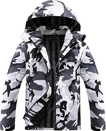 OTU Men's Lightweight Waterproof Hooded Rain Jacket Outdoor Raincoat Shell Jacket for Hiking Travel