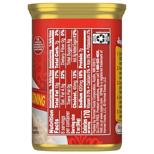 SPAM with Real HORMEL Bacon, 7 g protein, 12 oz (Pack of 12)