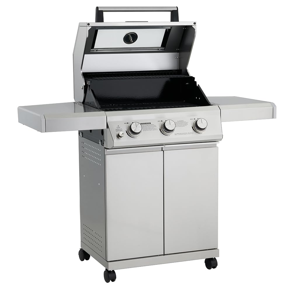Monument Grills Larger 4-Burner Propane Gas Grills bbq Stainless Steel Heavy-Duty Cabinet Style with Knob Controls Side Burner, Outdoor Use, Mesa 400m