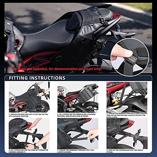 Rhinowalk Motorcycle Tail Bag Motorbike Side Bag 8L Full Waterproof Motor Saddle Pannier Bag Rear Rack Trunk Professional Motor Accessories-Black