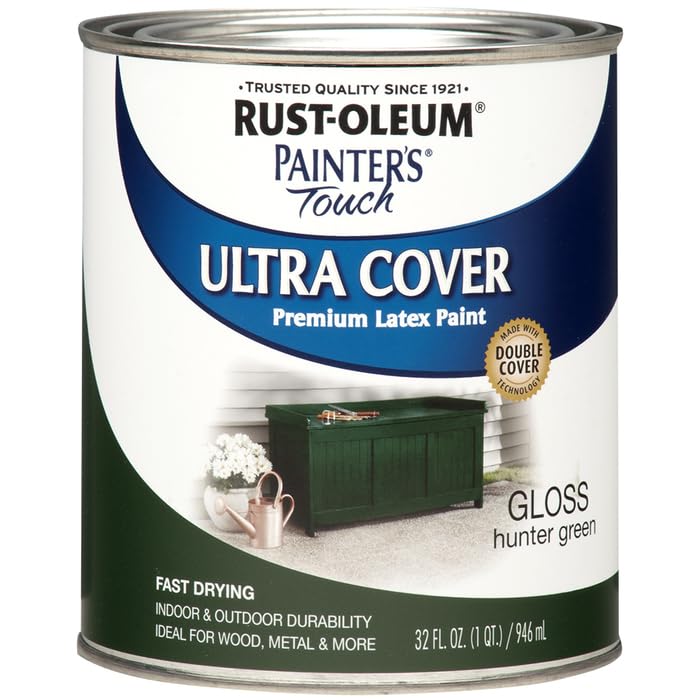 Rust-Oleum 1976502 Painter's Touch Latex Paint, Flat Black 32 Fl Oz, 1 Quarts, (Pack of 1)
